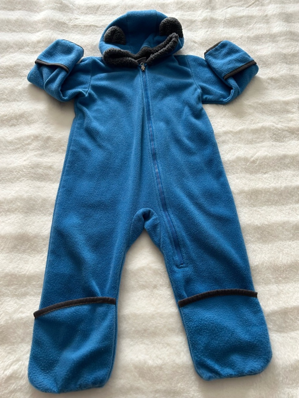 Columbia Infant Tiny Bear II Fleece Bunting Teal Bear Ear Hood size 18/24M.